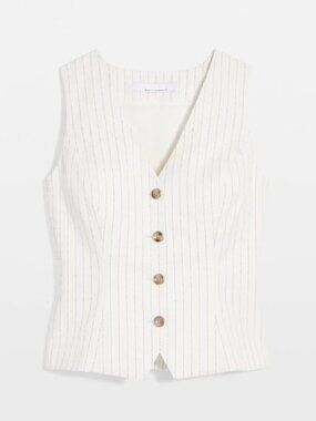 White House Black Market Pinstripe Vest – Chalk/Black